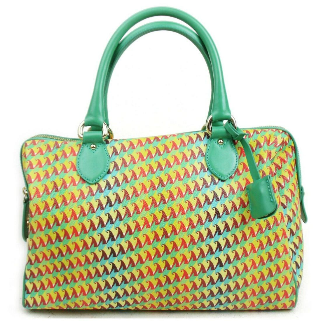 Authentic ETRO PVC Hand Bag: Brand: ETRO Material: PVC Style: Hand Bag Color: Greens Size(inch): W12.2 inch(approx) /31 cm(approx) x H7.87 inch(approx) /20 cm(approx) x D6.29 inch(approx) /16 cm(approx) " Country of Origin: Italy