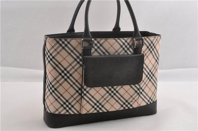 Authentic BURBERRYS Canvas Hand Bag: Brand: BURBERRYS Material: Canvas Style: Hand Bag Color: Beige Size(inch): W12.2 x H8.9 x D3.1" / Handle Drop 5.1"(Approx) Country of Origin: - Accessory: There is no ItemBox and DustBag.We will send