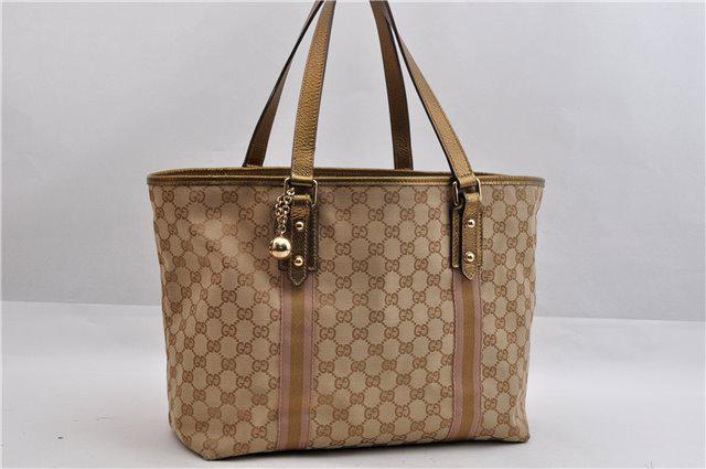 Authentic GUCCI Canvas Tote Bag: Brand: GUCCI Material: Canvas Style: Tote Bag Color: Beige Size(inch): W12.6 x H10.2 x D6.1" / Handle Drop 8.3"(Approx) Country of Origin: Italy Accessory: There is no ItemBox and DustBag.We will send