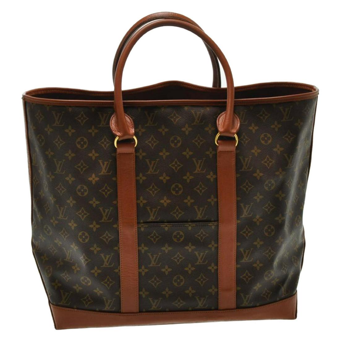 Authentic LOUIS VUITTON TOTE Monogram Canvas Tote Bag: Brand: LOUIS VUITTON Material: Monogram Canvas Style: Tote Bag Color: Monogram Size(inch): W16.1 x H15.3 x D7.4â€³ / Handle Drop 9.4â€³(Approx) Country of Origin: France Accessory: There is no