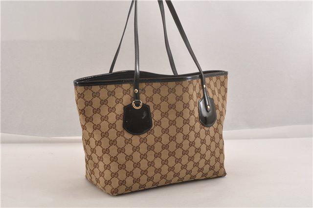 Authentic GUCCI Canvas Tote Bag: Brand: GUCCI Material: Canvas Style: Tote Bag Color: Brown Size(inch): W10.6 x H8.9 x D5.1" / Handle Drop 8.1"(Approx) Country of Origin: Italy Accessory: There is no ItemBox and DustBag.We will send 