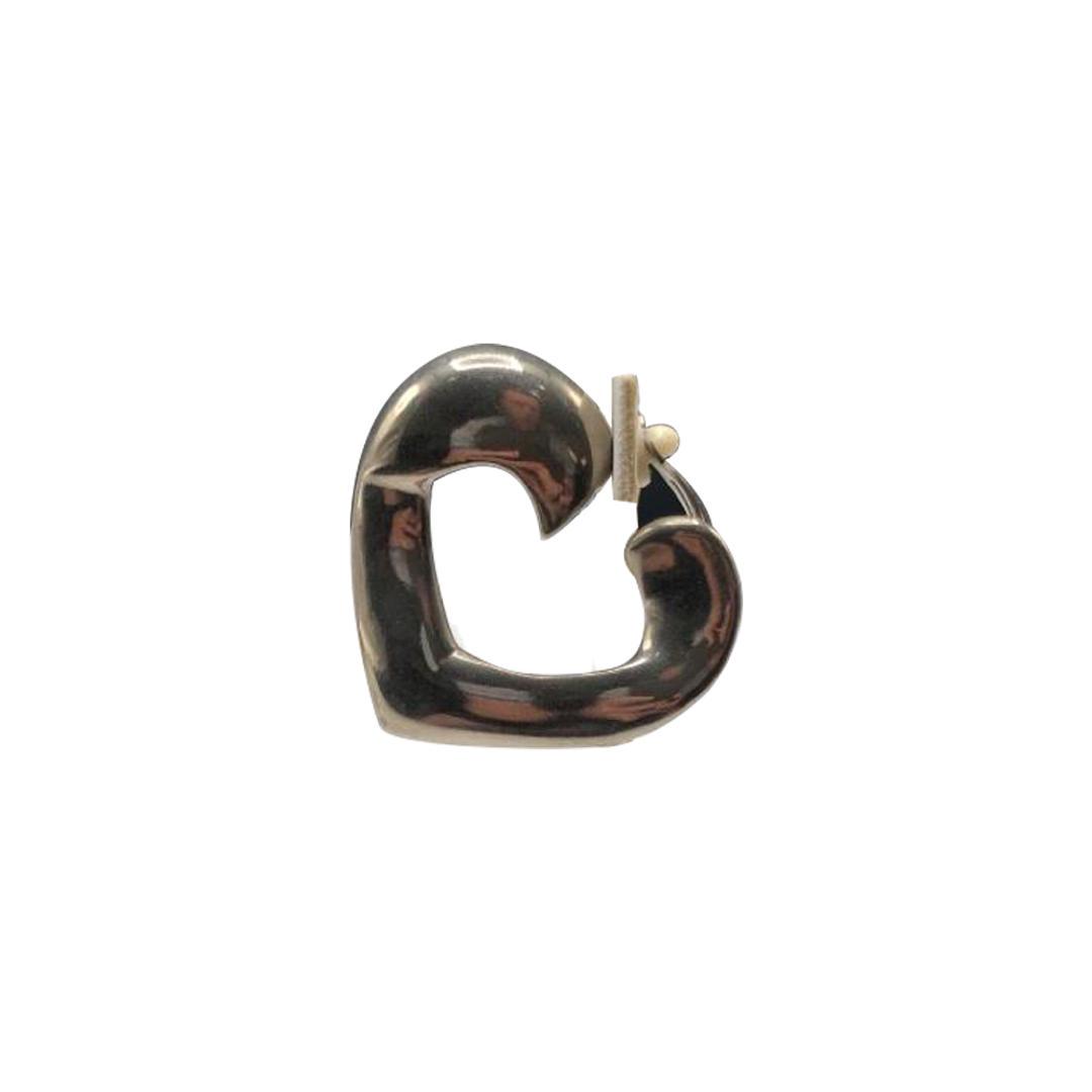 Yves Saint Laurent Open Heart Hoop Earrings: Brand: Yves Saint Laurent Material: Silver-tone Style: Earring Clip Hallmark: "YSL" Country of Origin: France