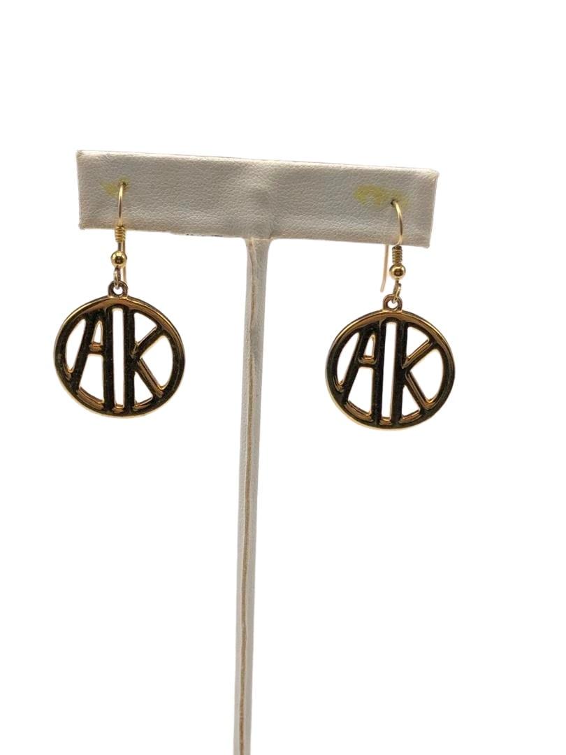Anne Klein Monogram Charm AK Earrings: Brand: Anne Klein Material: Gold-plated Style: Earrings Pierced Hallmark: "AK" Country of Origin: USAï¼œ/brï¼žAll Bidhaus items come with a 100% money-back authenticity guarantee. ALL SALES ARE