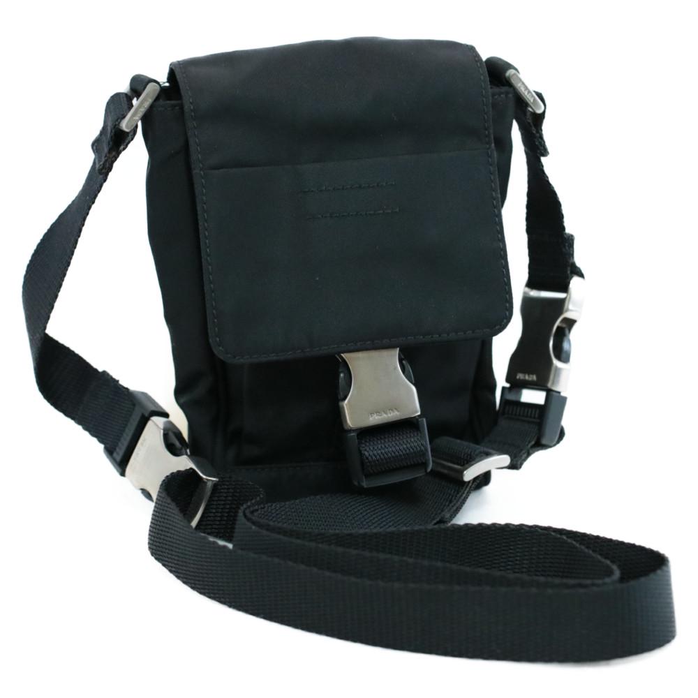 Authentic PRADA Nylon Shoulder Bag: Brand: PRADA Material: Nylon Style: Shoulder Bag Color: Black Size(inch): W4.33 x H6.69 x D1.57inch / Shoulder Drop 15.74-24.01â€³(Approx) Country of Origin: Italy Accessory: There is no item box 
