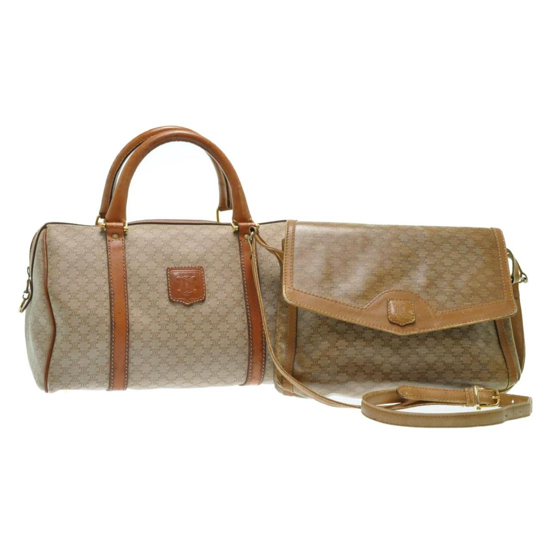 Authentic CELINE PVC Leather Shoulder Bag / Hand Bag: Brand: CELINE Material: PVC Leather Style: Shoulder Bag / Hand Bag Color: Beige Size(inch): W12.2 x H7.48 x D6.69inch(Approx) W10.23 x H7.48 x D2.75inch / Shoulder Drop 17.32-19.68inch(Approx) Country