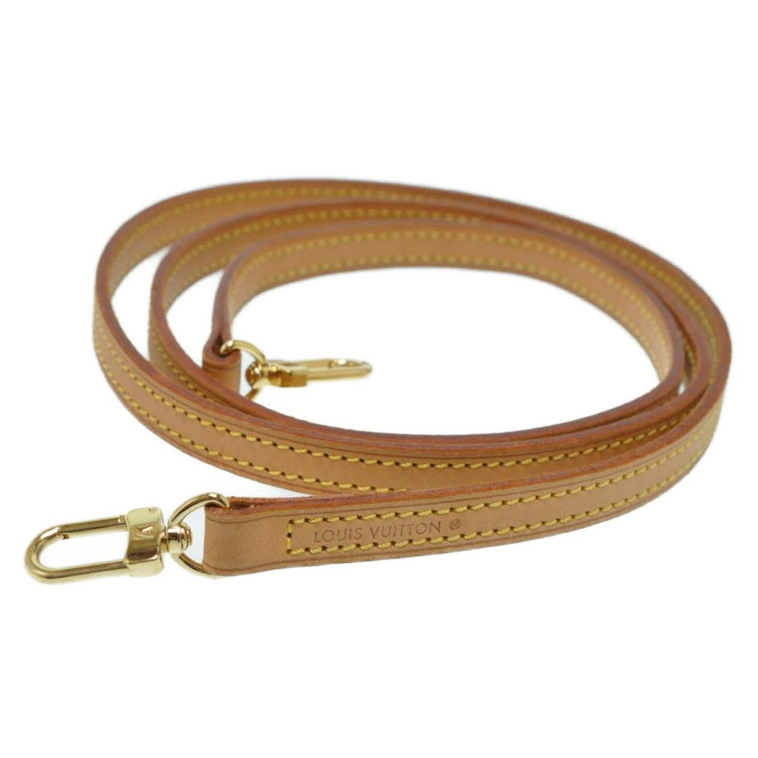 Authentic LOUIS VUITTON LEATHER Leather Shoulder Strap: Brand: LOUIS VUITTON Material: Leather Style: Shoulder Strap Color: Beige Size(inch): Length 47.24? Width 0.47?(Approx) Country of Origin: France Accessory: There is no item box and dust bag. We will 