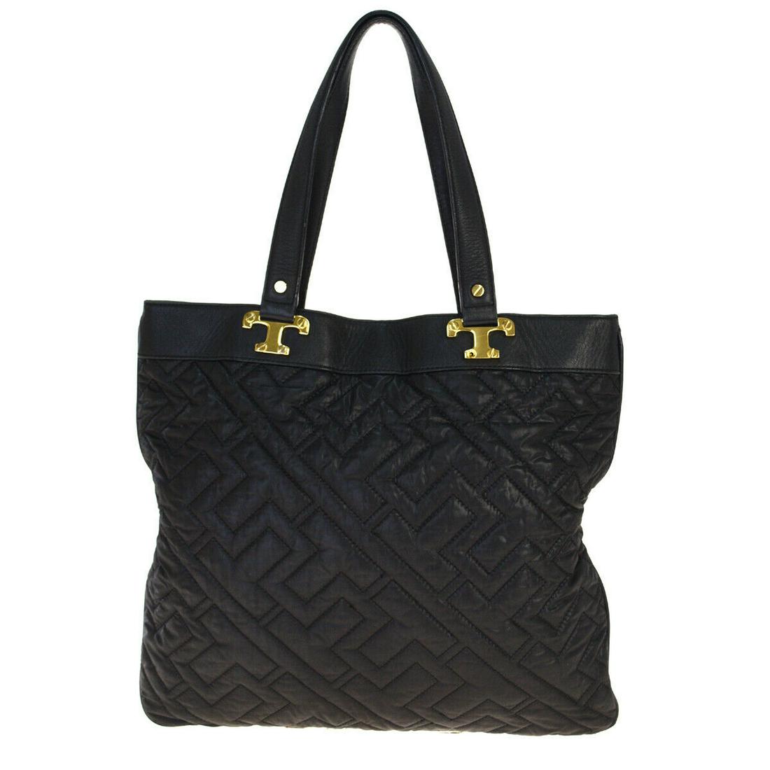 Authentic TORY BURCH Nylon, Leather Tote bag: Brand: TORY BURCHMaterial: Nylon, LeatherStyle: Tote bagColor: BlackSize (HxWxD): 35.5cm x 38.5cm x 1.5cm / 13.97'' x 15.15'' x 0.59''Country of Origin: ChinaAll Bidhaus items come with a 100% money-b