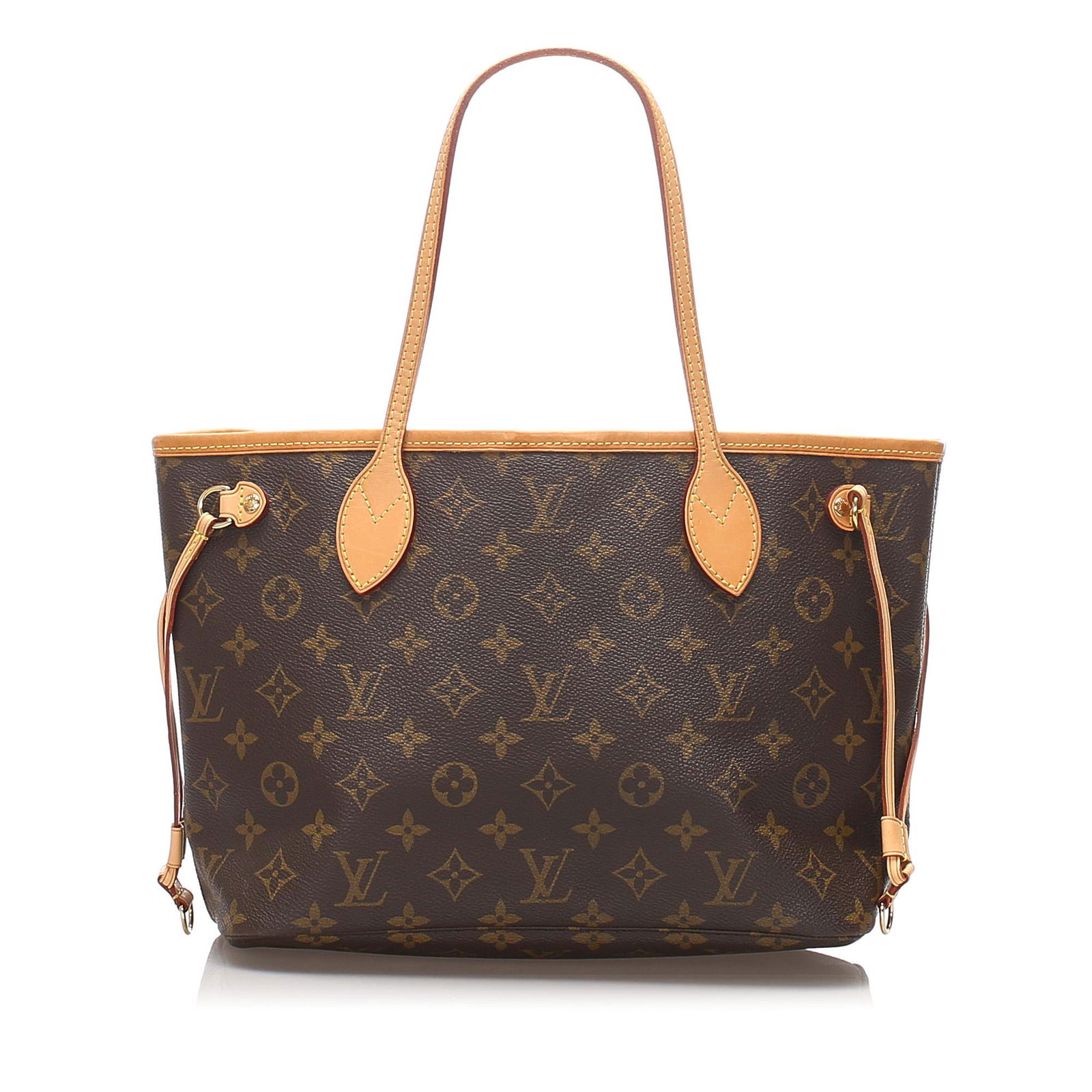 Authentic Louis Vuitton Monogram Neverfull Pm: The Neverfull PM features a monogram canvas body, flat leather handles, a top lobster claw clasp closure, and an interior zip pocket.Brand: Louis Vuitton Model: Monogram Neverfull PM Origin: France St