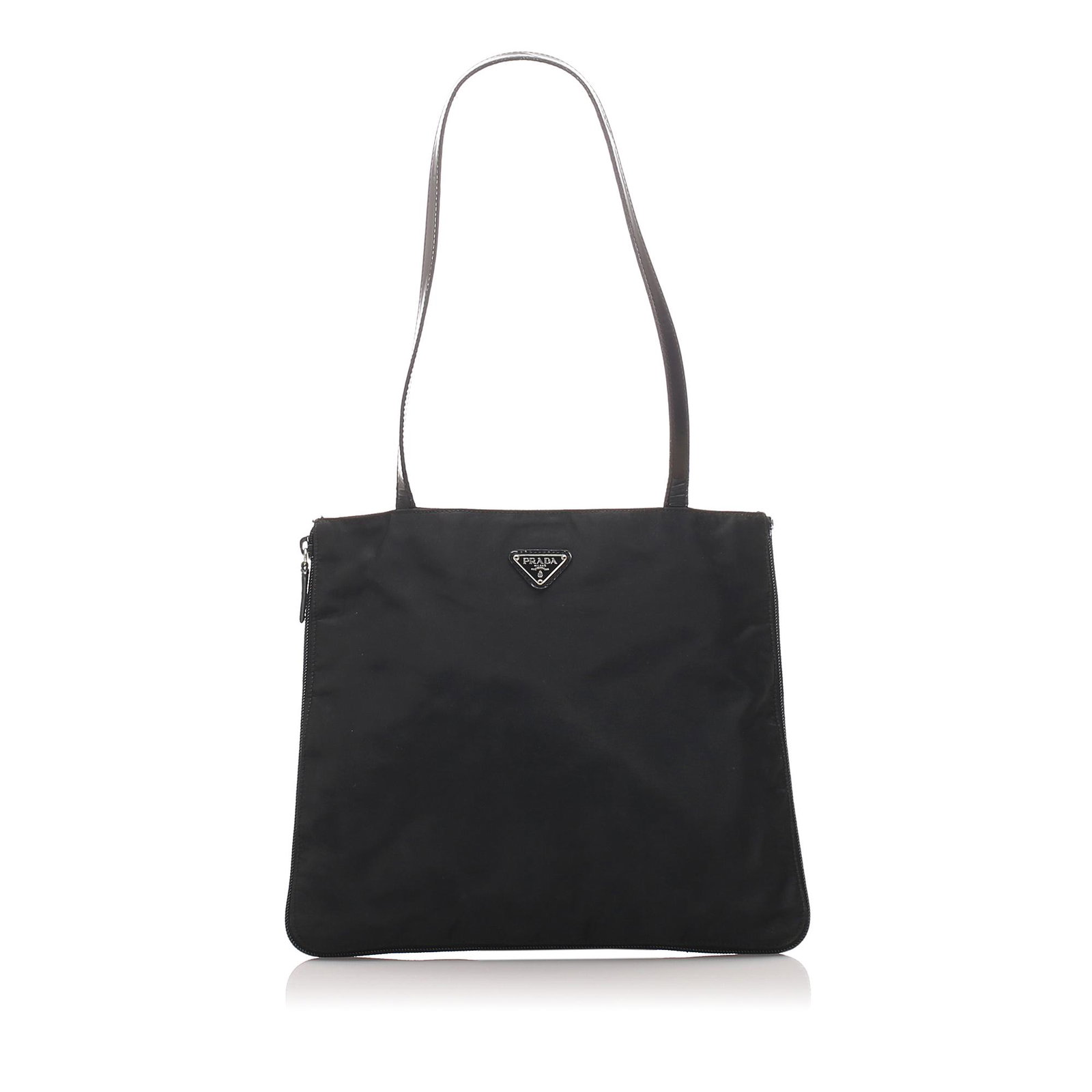 Authentic Prada Tessuto Tote Bag: This tote bag features a nylon body, flat leather straps, and a top zip closure.Brand: Prada Model: Tessuto Tote Bag Origin: Italy Style: Tessuto Category: Tote Bag Color: Black Materials: Fabric x Ny