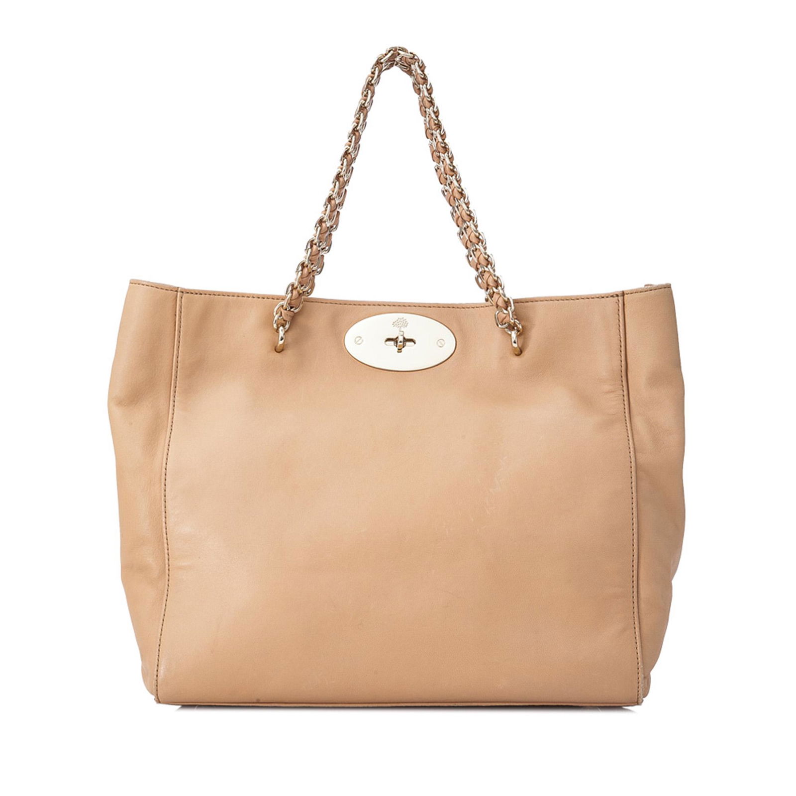 Authentic Mulberry Cecily Leather Tote Bag: The Cecily features a leather body, leather woven chain straps, a twist lock closure, and an interior zip pocket.Brand: Mulberry Model: Cecily Leather Tote Bag Origin: Turkey Style: Others Category: T