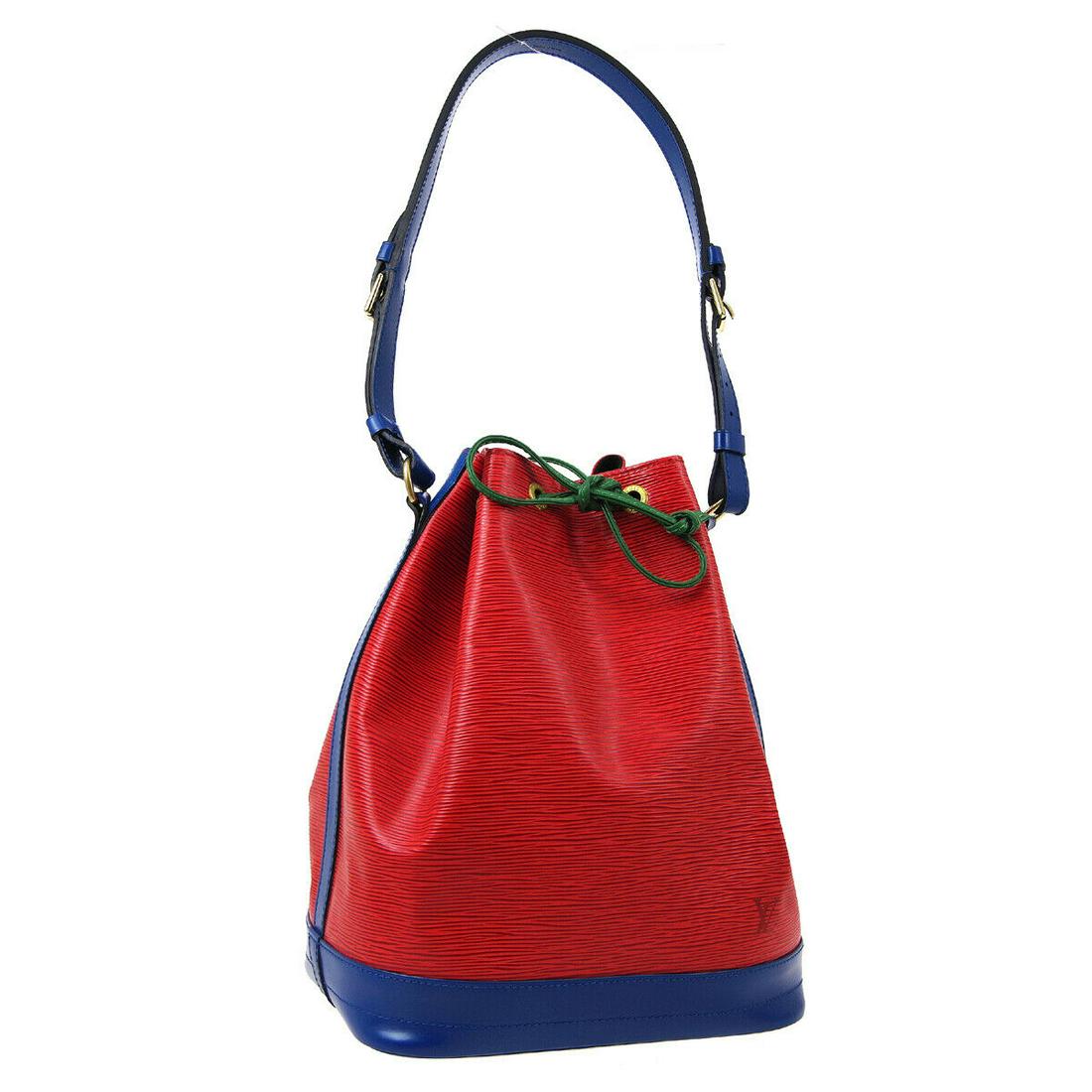 Authentic LOUIS VUITTON NOE Epi Leather Shoulder Bag: Brand: LOUIS VUITTON Material: Epi Leather Style: Shoulder Bag Color: Red, Blue, Green Size(inch): W10.2 x H13.8 x D7.5 " / Strap Drop: 7.9 - 11.0 Size(inch): W 10.2 x H 13.8 x D 7.5 "Strap Drop. 7.9 