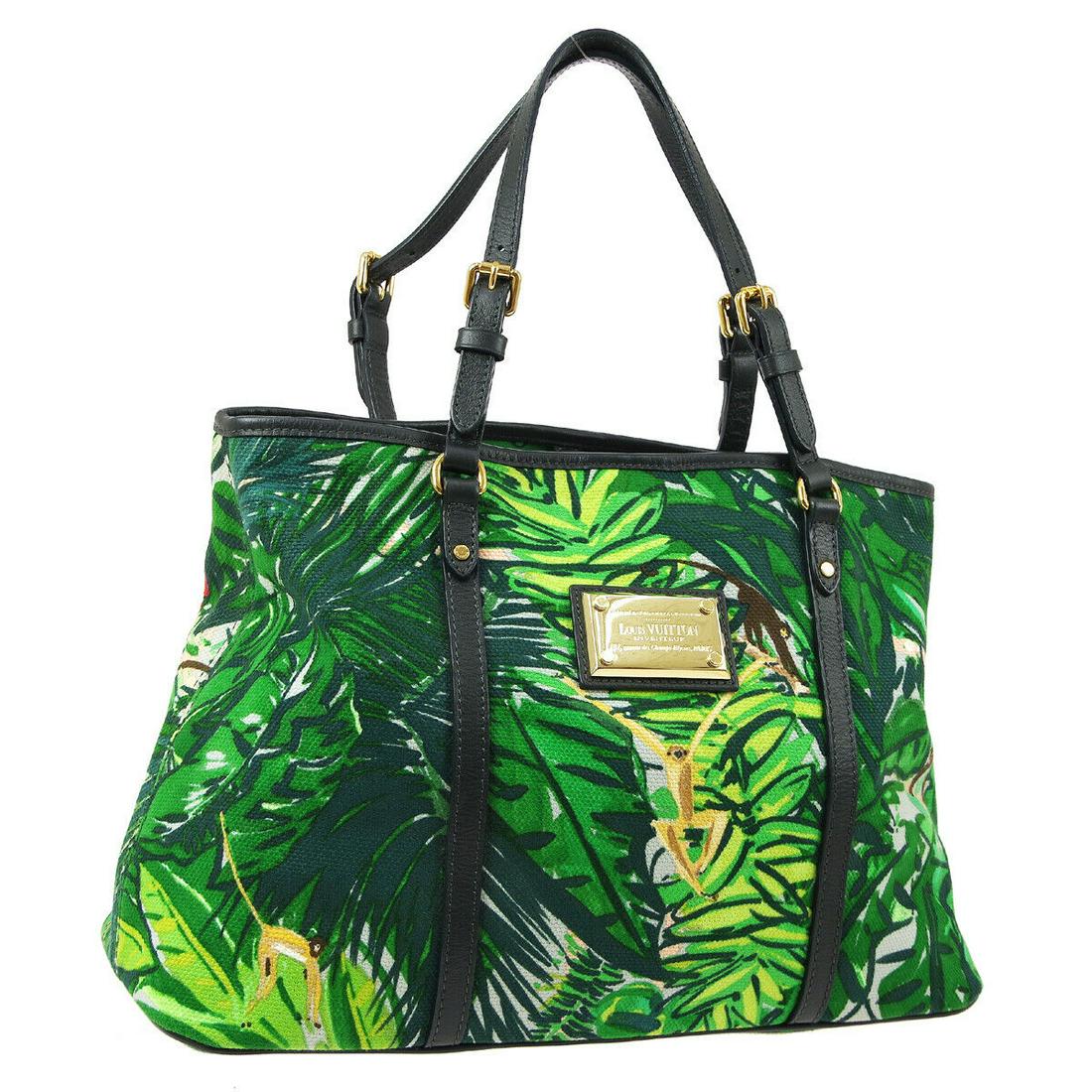 Authentic LOUIS VUITTON TOTE Monogram Canvas, Leather: Brand: LOUIS VUITTON Material: Monogram Canvas, Leather Style: Totes & Shoppers Color: Green Size(inch): W15.7 x H10.2 x D6.3 " Size(inch): W 15.7 x H 10.2 x D 6.3 "Handle Drop. 6.7 - 9.8 " Country of