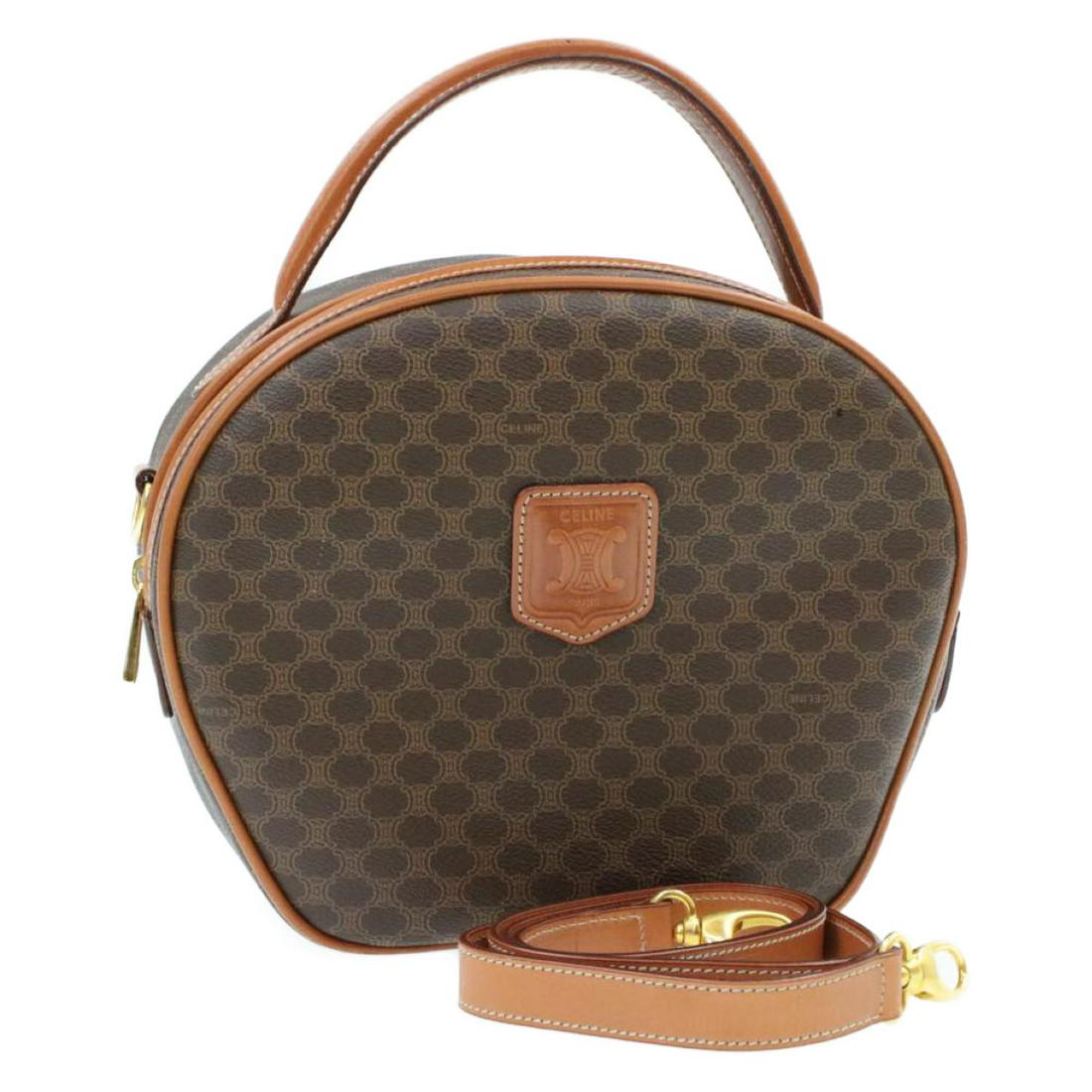 Authentic CELINE PVC Leather Hand Bag: Brand: CELINE Material: PVC Leather Style: Hand Bag Color: Brown Size(inch): W6.29 x H7.87 x D4.33â€³ / Shoulder Drop 19.29â€³(Approx) Country of Origin: Italy Accessory: Strap All Bidhaus ite