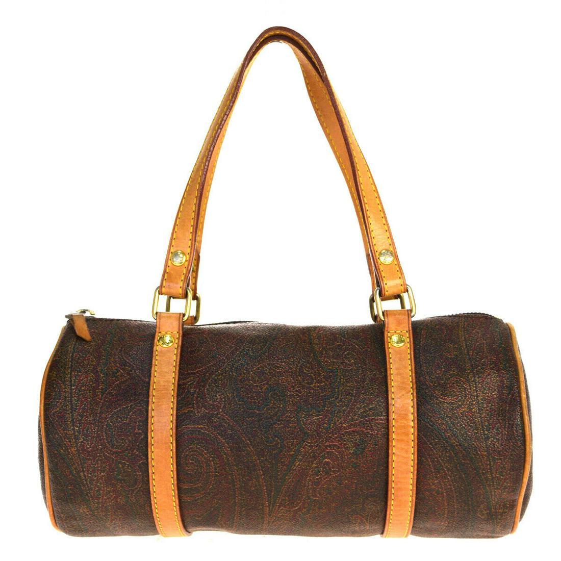 Authentic ETRO PVC, Leather Handbag: Brand: ETRO Material: PVC, Leather Style: Handbag Color: Bordeaux Size (HxWxD): 11.5cm x 25.5cm x 11cm / 4.52'' x 10.03'' x 4.33'' Country of Origin: Italy All Bidhaus items come with a 100% money-bac