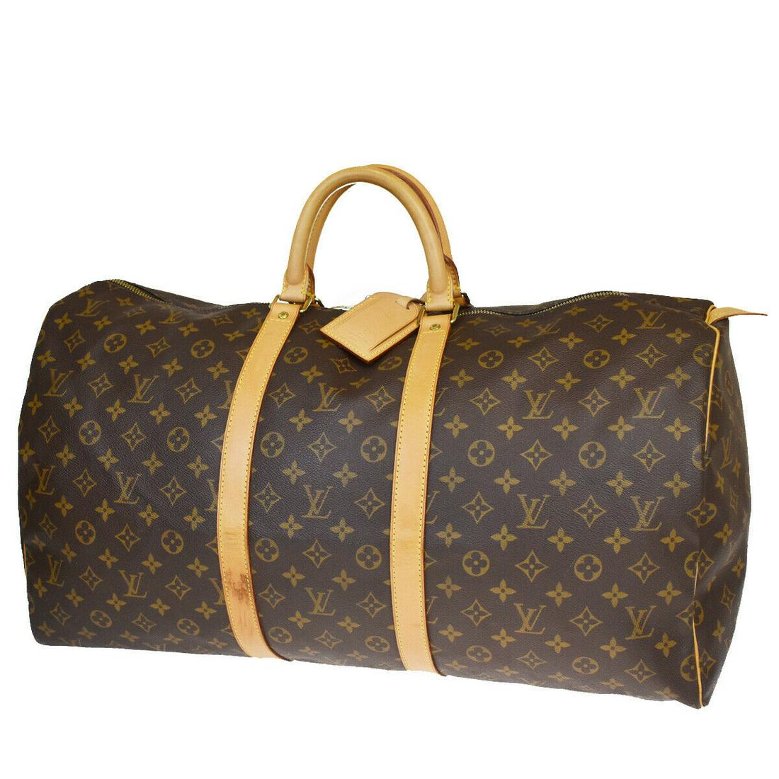 Authentic LOUIS VUITTON LEATHER Monogram , Leather HAND: Brand: LOUIS VUITTON Material: Monogram , Leather Style: HAND BAG Color: Browns Size(inch): W 21.7 x H 11.8 x D 9.8 "(approx.) Country of Origin: France Come with: Name tag All Bidhaus items come with