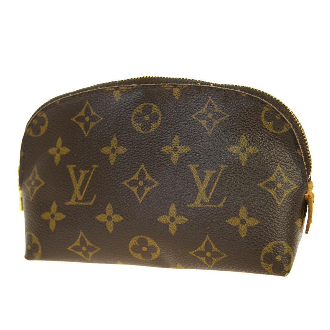 Authentic LOUIS VUITTON LEATHER Monogram Leather Pouch: Brand: LOUIS VUITTON Material: Monogram Leather Style: Pouch Color: Browns Size(inch): W 6.3 x H 4.3 x D 2.4 "(approx.) Country of Origin: Spain Come with: - All Bidhaus items come with a 100% money-b