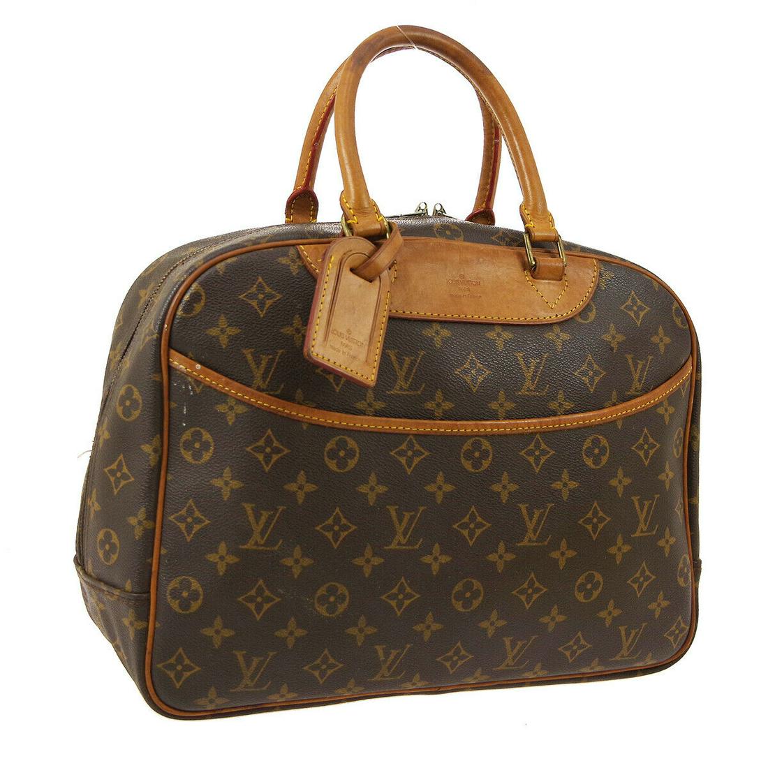 Authentic LOUIS VUITTON DEAUVILLE Monogram Canvas,: Brand: LOUIS VUITTON Material: Monogram Canvas, Leather Style: Hand Bag Color: Brown Size(inch): W13.8 x H10.2 x D5.1 " Size(inch): W 13.8 x H 10.2 x D 5.1 "Handle Drop. 5.1 " Country of Origin: Franc
