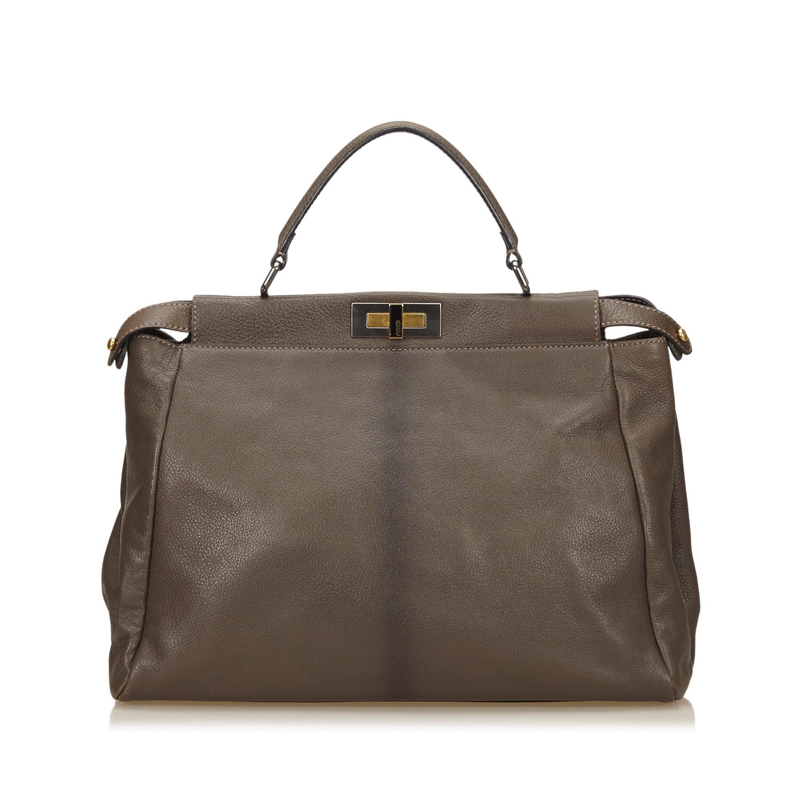 Authentic Fendi Leather Peekaboo: The Peekaboo features a leather body, a top handle, and top twist closures.Brand: Fendi Model: Leather Peekaboo Origin: ITALY Category: Handbag Color: Brown Style: Others Material: Leather x Others Co
