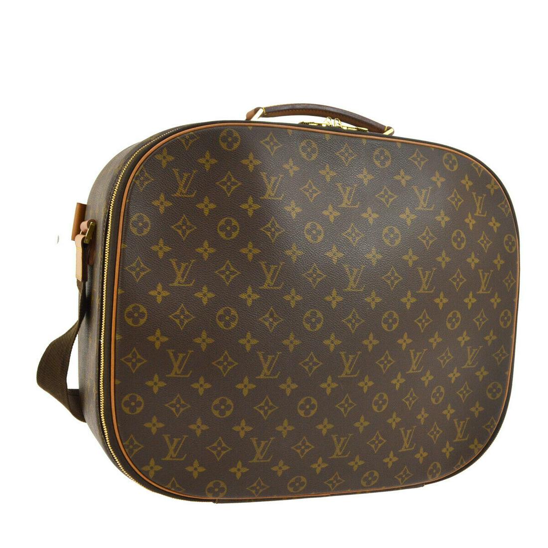Authentic LOUIS VUITTON Monogram Canvas, Leather Travel: Brand: LOUIS VUITTON Material: Monogram Canvas, Leather Style: Travel Hand Bag Color: Brown Size(inch): W17.3 x H14.2 x D6.3 " / Strap Drop: 20.5 Size(inch): W 17.3 x H 14.2 x D 6.3 "Handle Drop. 1.2 