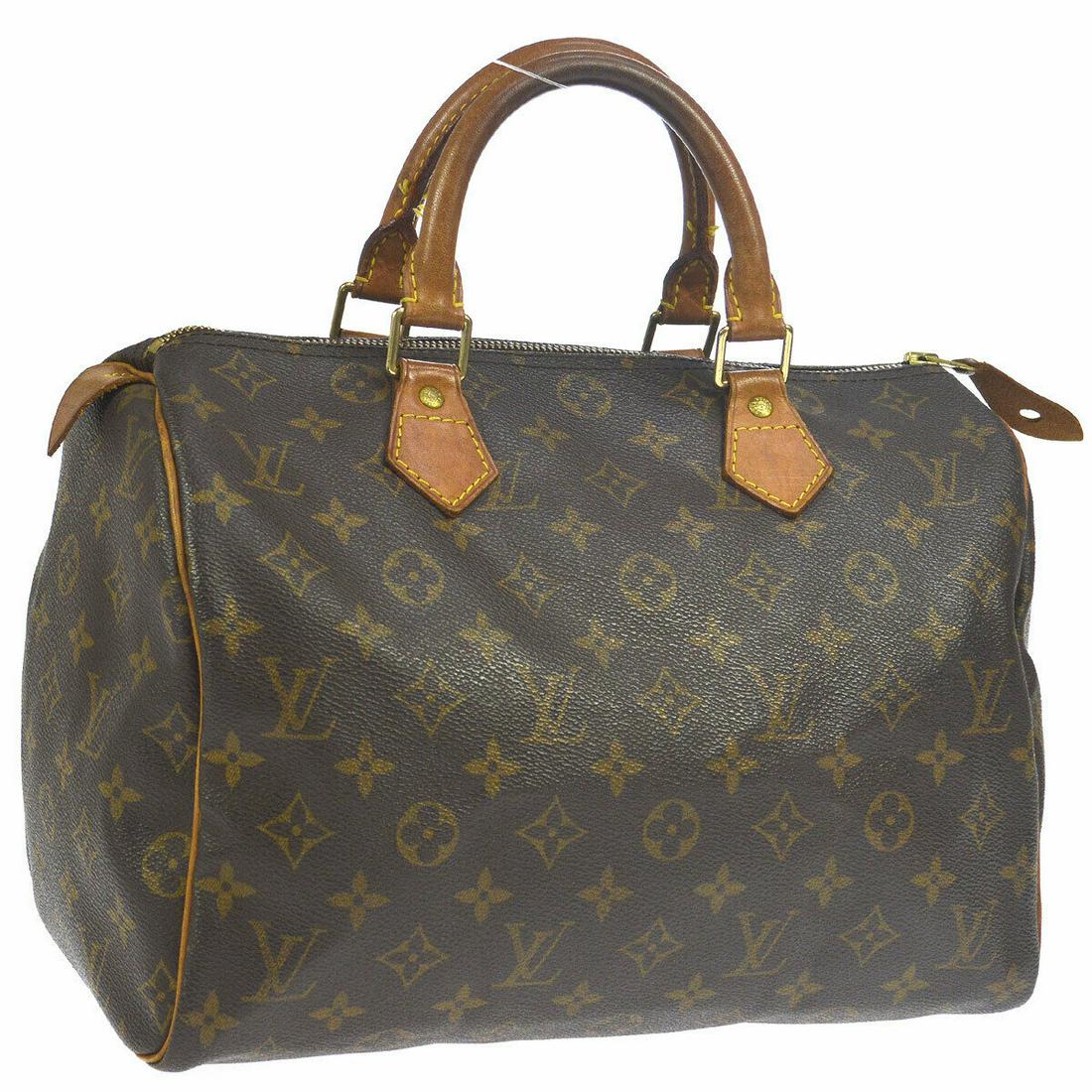 Authentic LOUIS VUITTON SPEEDY 30 Monogram Canvas,: Brand: LOUIS VUITTON Material: Monogram Canvas, Leather Style: Hand Bag Color: Brown Size(inch): W11.8 x H8.5 x D6.9 " / Strap Drop: 3.5 Size(inch): W 11.8 Ã— H 8.5 Ã— D 6.9 "Handle Drop. 3.5 " 