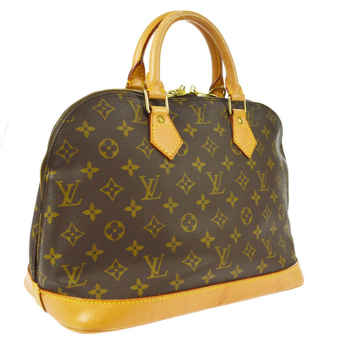 Authentic LOUIS VUITTON ALMA Monogram Canvas, Leather: Brand: LOUIS VUITTON Material: Monogram Canvas, Leather Style: Hand Bag Color: Brown Size(inch): W12.2 x H9.3 x D6.3 " Size(inch): W 12.2 x H 9.3 x D 6.3 "Handle Drop. 3.5 " Country of Origin: France 
