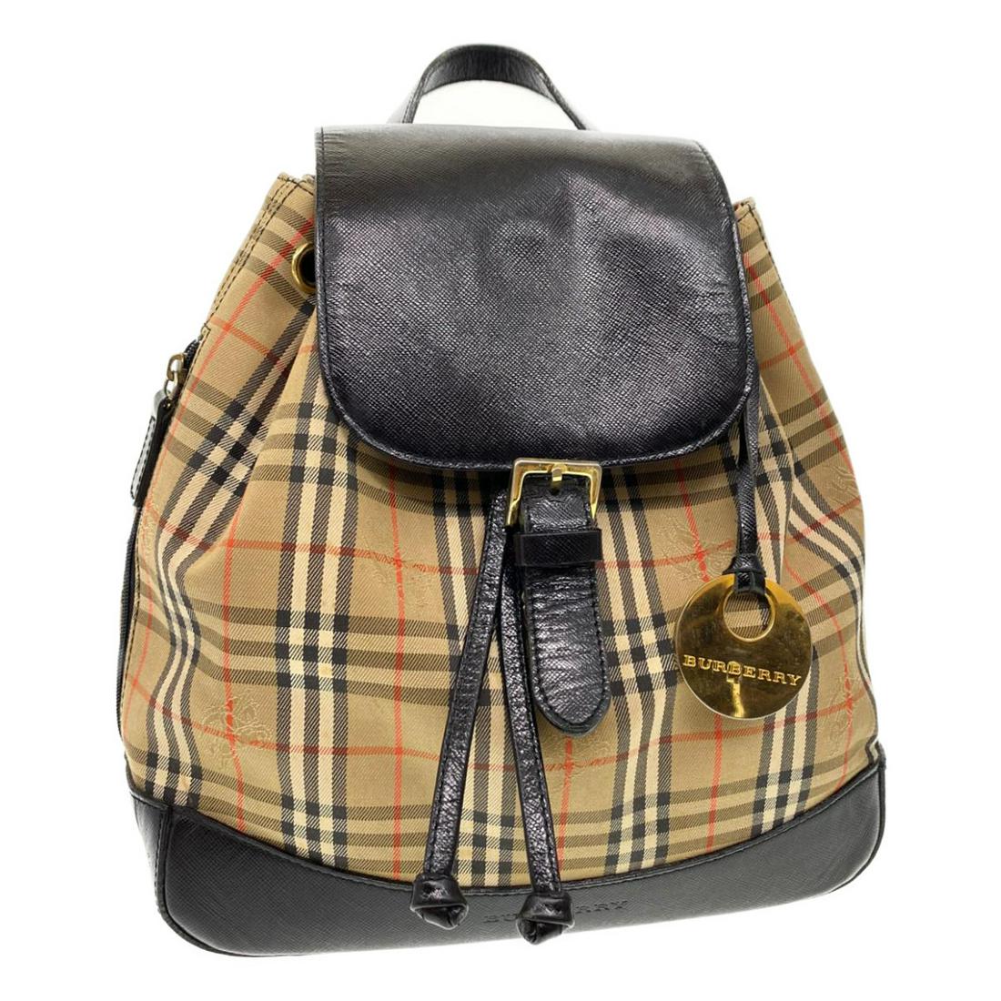 Authentic BURBERRY BACKPACK Canvas Backpack: Brand: BURBERRY Material: Canvas Style: Backpack Color: Black Size(inch): W9.84 x H9.84 x D3.93inch(Approx) Country of Origin: â€“ Accessory: There is no item box and dust bag. We will send only