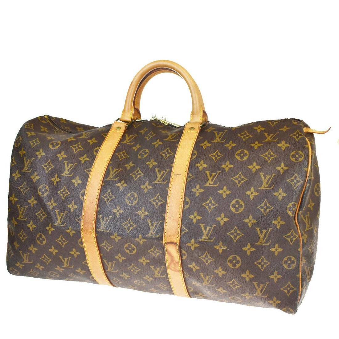 Authentic LOUIS VUITTON LEATHER B Monogram , Leather: Brand: LOUIS VUITTON Material: Monogram , Leather Style: Hand Bag Color: Browns Size(inch): W 19.7 x H 10.6 x D 7.9 "(approx.) Country of Origin: France Come with: - All Bidhaus items come with a 100%