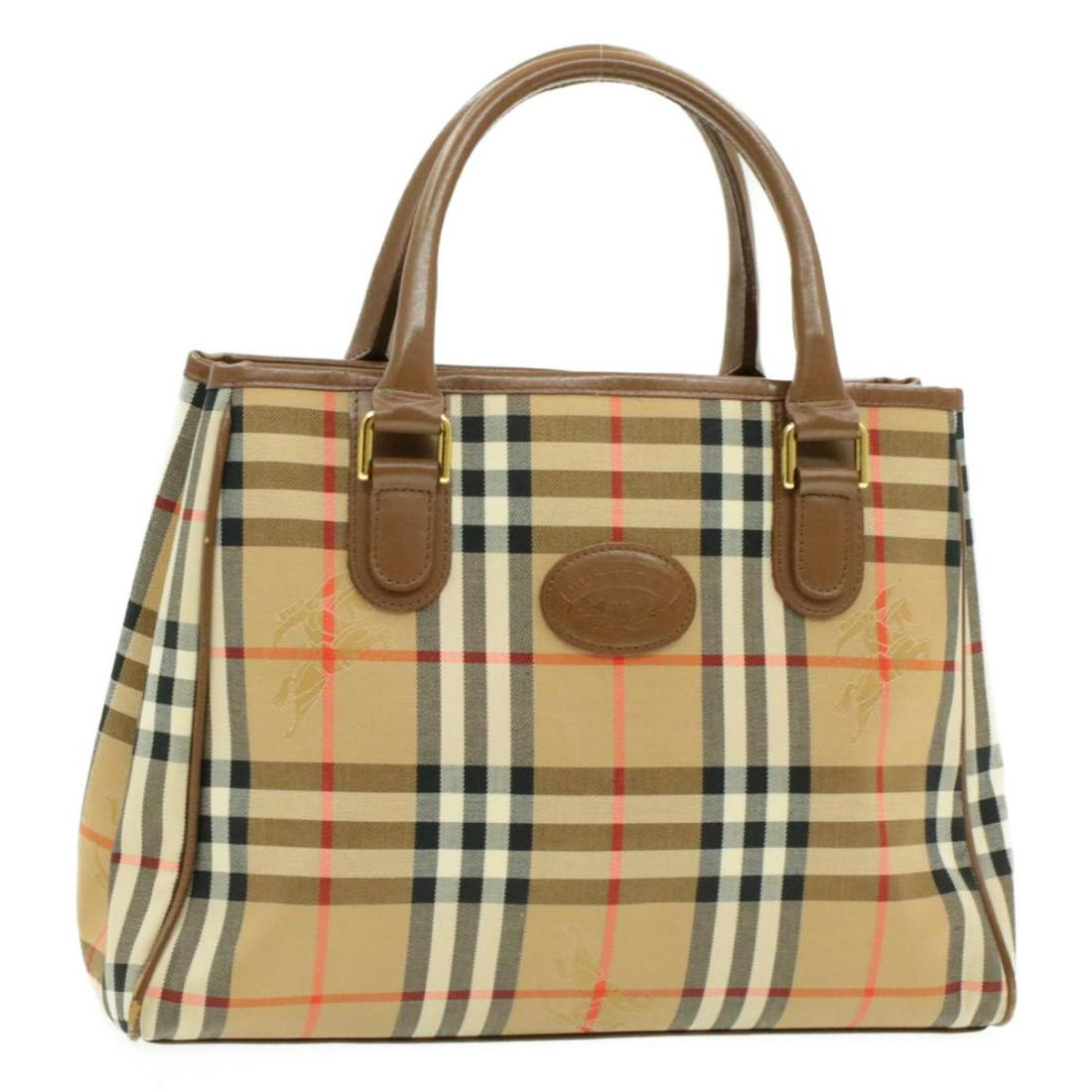 Authentic BURBERRY Canvas Hand Bag: Brand: BURBERRY Material: Canvas Style: Hand Bag Color: Beige Size(inch): W11.81 x H8.66 x D3.54inch(Approx) Country of Origin: â€“ Accessory: There is no item box and dust bag. We will send only