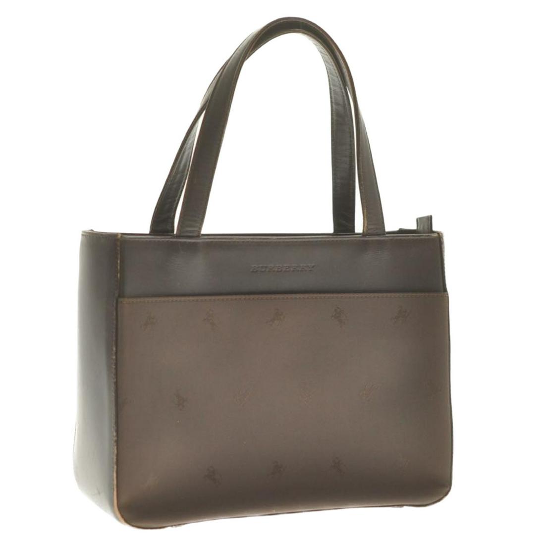 Authentic BURBERRY Nylon / Leather Hand Bag: Brand: BURBERRY Material: Nylon / Leather Style: Hand Bag Color: Brown Size(inch): W10.62 x H7.87 x D3.93inch(Approx) Country of Origin: â€“ Accessory: There is no item box and dust bag. We will