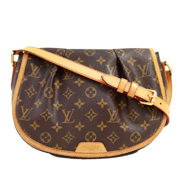 Authentic LOUIS VUITTON MENILMONTANT PM Canvas Shoulder: Brand: LOUIS VUITTON Material: Canvas Style: Shoulder Bag Color: Brown Size(inch): W:11.4"Ã—H:8.3"Ã—D:3.9"Strap drop:49.2" Come with: None All Bidhaus items come with a 100% money-back authentic