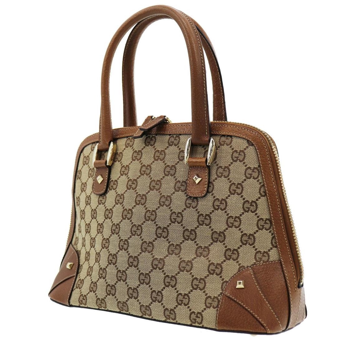 Authentic GUCCI VINTAGE Canvas Leather Hand Bag: Brand: GUCCI Material: Canvas Leather Style: Hand Bag Color: Brown Size(Inch): H 8.0 x D 4.5 x L 11.8Handle. 13.3 Country of Origin: Italy Come with: - All Bidhaus items come with a 100% money-back au