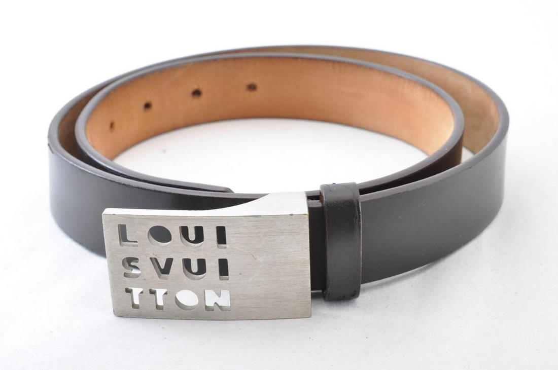 Authentic LOUIS VUITTON Leather Belt: Brand: LOUIS VUITTON Material: Leather Style: Belt Color: Dark Brown Size(inch): Waist 30.31-34.64â€³ Width 1.18â€³(Approx) Country of Origin: Spain Accessory: There is no item box and dust ba