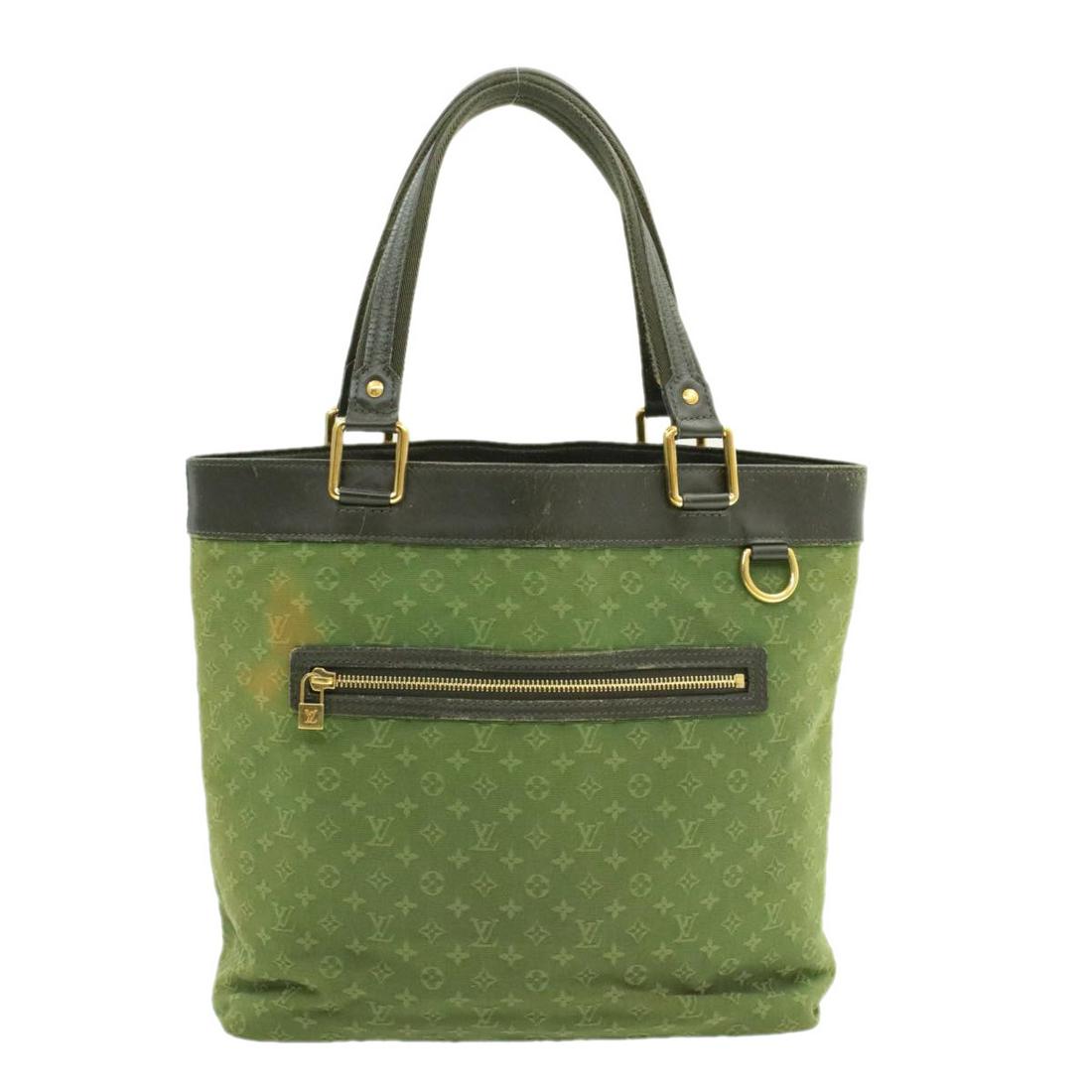 Authentic LOUIS VUITTON TOTE Monogram Mini Canvas Hand: Brand: LOUIS VUITTON Material: Monogram Mini Canvas Style: Hand Bag Color: Green Size(inch): W14.17 x H8.66 x D6.29inch(Approx) Country of Origin: France Accessory: There is no item box and dust bag.