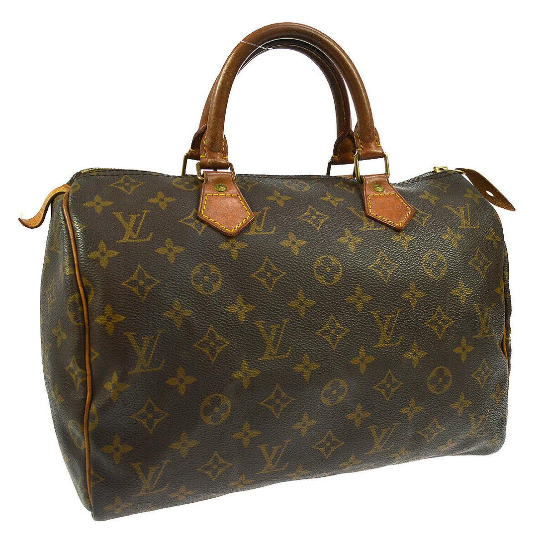 Authentic LOUIS VUITTON SPEEDY 30 Monogram Canvas,: Brand: LOUIS VUITTON Material: Monogram Canvas, Leather Style: Hand Bag Color: Brown Size(inch): W11.8 x H8.3 x D7.1 " / Strap Drop: 3.5 Size(inch): W 11.8 x H 8.3 x D 7.1 "Handle Drop. 3.5 " Country 