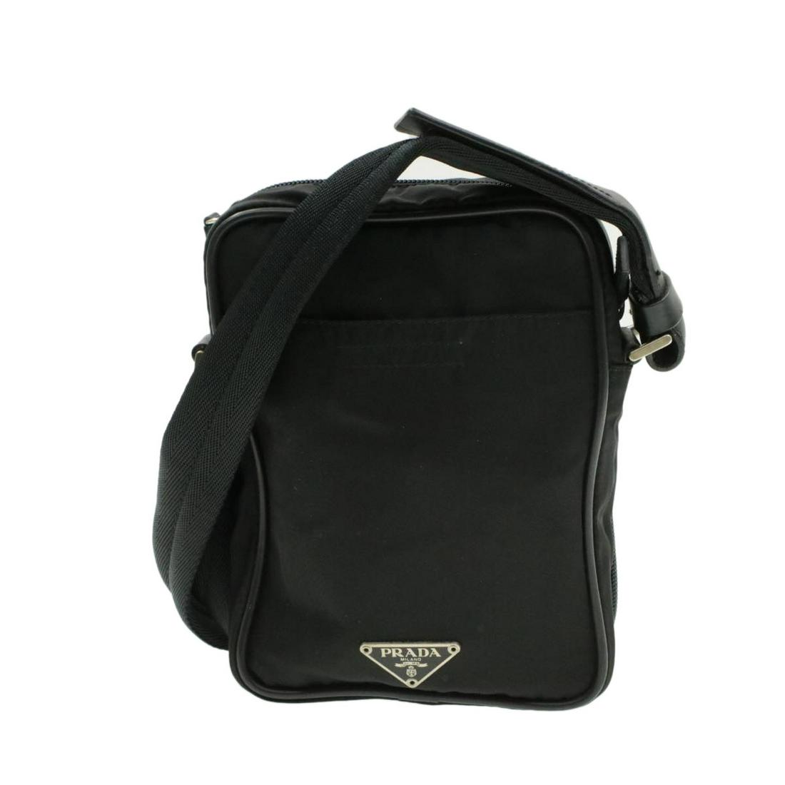 Authentic PRADA Nylon Shoulder Bag: Brand: PRADA Material: Nylon Style: Shoulder Bag Color: Black Size(inch): W5.51 x H7.48 x D1.96â€³ / Shoulder Drop 19.68â€³(Approx) Country of Origin: Italy Accessory: There is no item box and