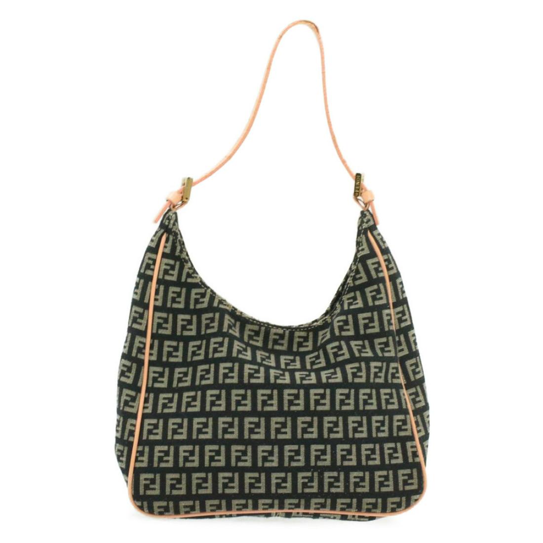 Authentic FENDI Canvas Shoulder Bag: Brand: FENDI Material: Canvas Style: Shoulder Bag Color: Navy Size(inch): W8.26 x H6.69 x D3.14" / Shoulder Drop 8.26-9.84"(Approx) Country of Origin: Italy Accessory: There is no item box and dust ba