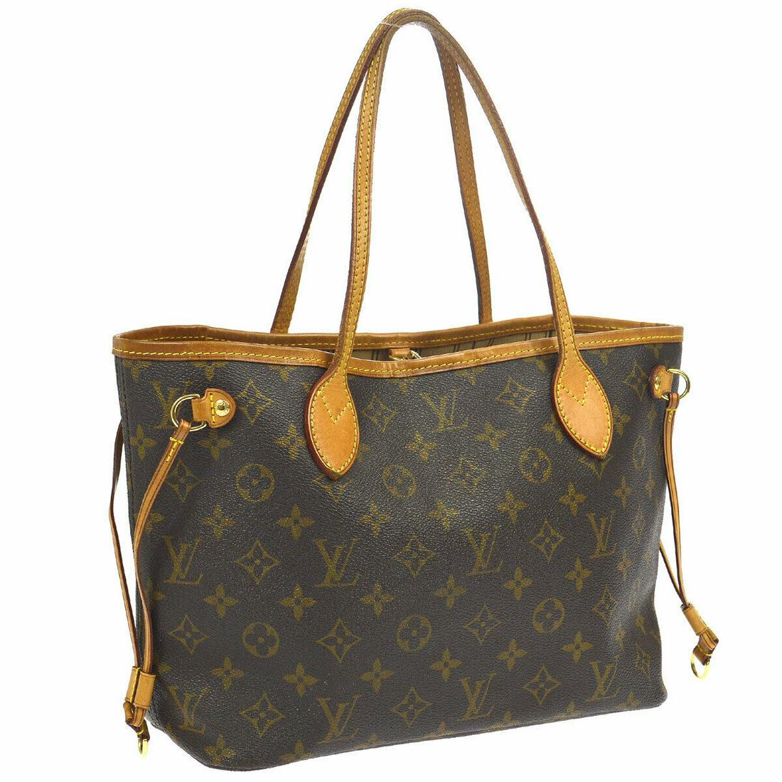 Authentic LOUIS VUITTON NEVERFULL PM Monogram Canvas,: Brand: LOUIS VUITTON Material: Monogram Canvas, Leather Style: Totes & Shoppers Color: Brown Size(inch): W11.4 x H8.5 x D5.1 " / Strap Drop: 6.7 Size(inch): W 11.4 x H 8.5 x D 5.1 "Handle Drop. 6.7 "