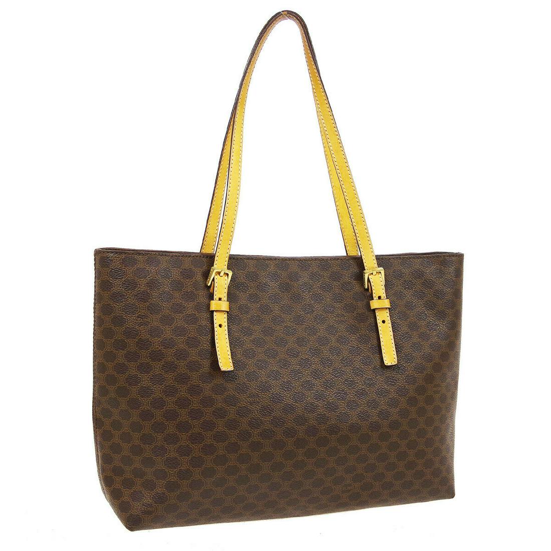 Authentic CELINE PVC, Leather Shoulder Tote Bag: Brand: CELINE Material: PVC, Leather Style: Shoulder Tote Bag Color: Brown Size(inch): W9.1 x H9.8 x D4.3 " / Strap Drop: 7.5 Size(inch): W11.8 x H8.6 x D3.5 " / Strap Drop: 7.5 Country of Origin: Ita