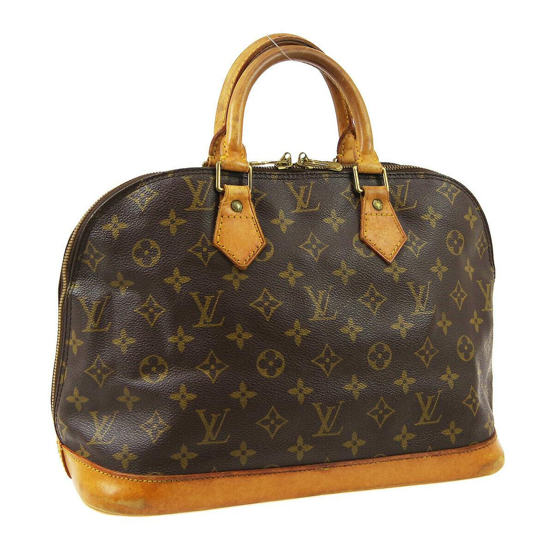 Authentic LOUIS VUITTON ALMA Monogram Canvas, Leather: Brand: LOUIS VUITTON Material: Monogram Canvas, Leather Style: Hand Bag Color: Brown Size(inch): W12.6 x H9.4 x D6.3 " Size(inch): W 12.6 x H 9.4 x D 6.3 "Handle Drop. 3.5 " Country of Origin: France 