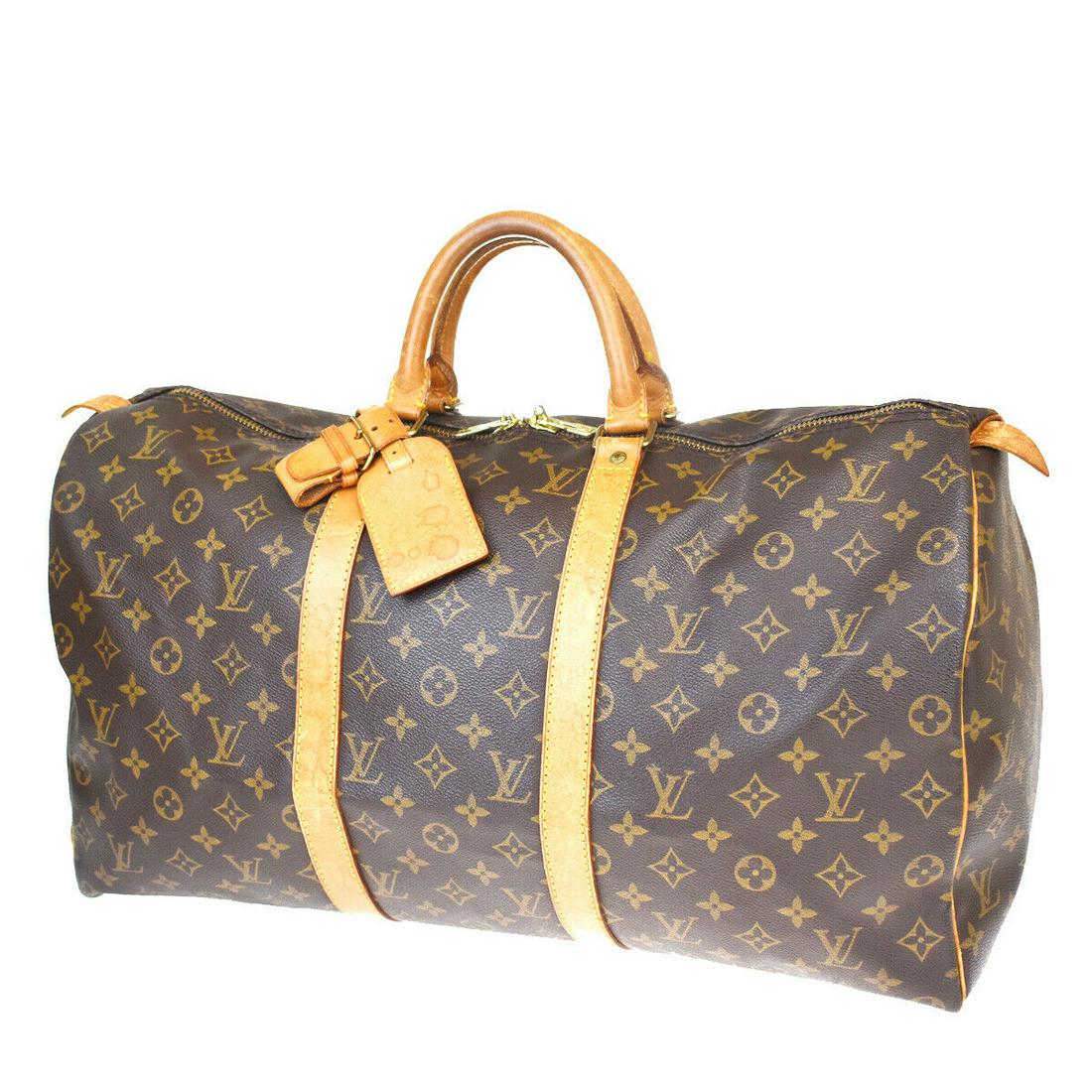 Authentic LOUIS VUITTON LEATHER B Monogram , Leather: Brand: LOUIS VUITTON Material: Monogram , Leather Style: Hand Bag Color: Browns Size(inch): W 19.7 x H 10.6 x D 7.9 "(approx.) Country of Origin: France Come with: Handle holder,Name tag All Bidhaus i