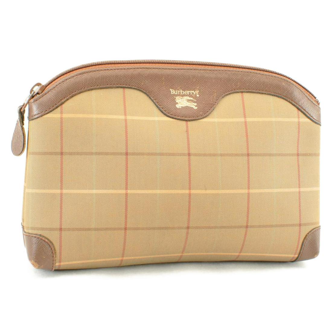 Authentic BURBERRYS Canvas Pouch: Brand: BURBERRYS Material: Canvas Style: Pouch Color: Khaki Size(inch): W9.44 x H6.69 x D2.36inch(Approx) Country of Origin: â€“ Accessory: There is no item box and dust bag. We will send only th