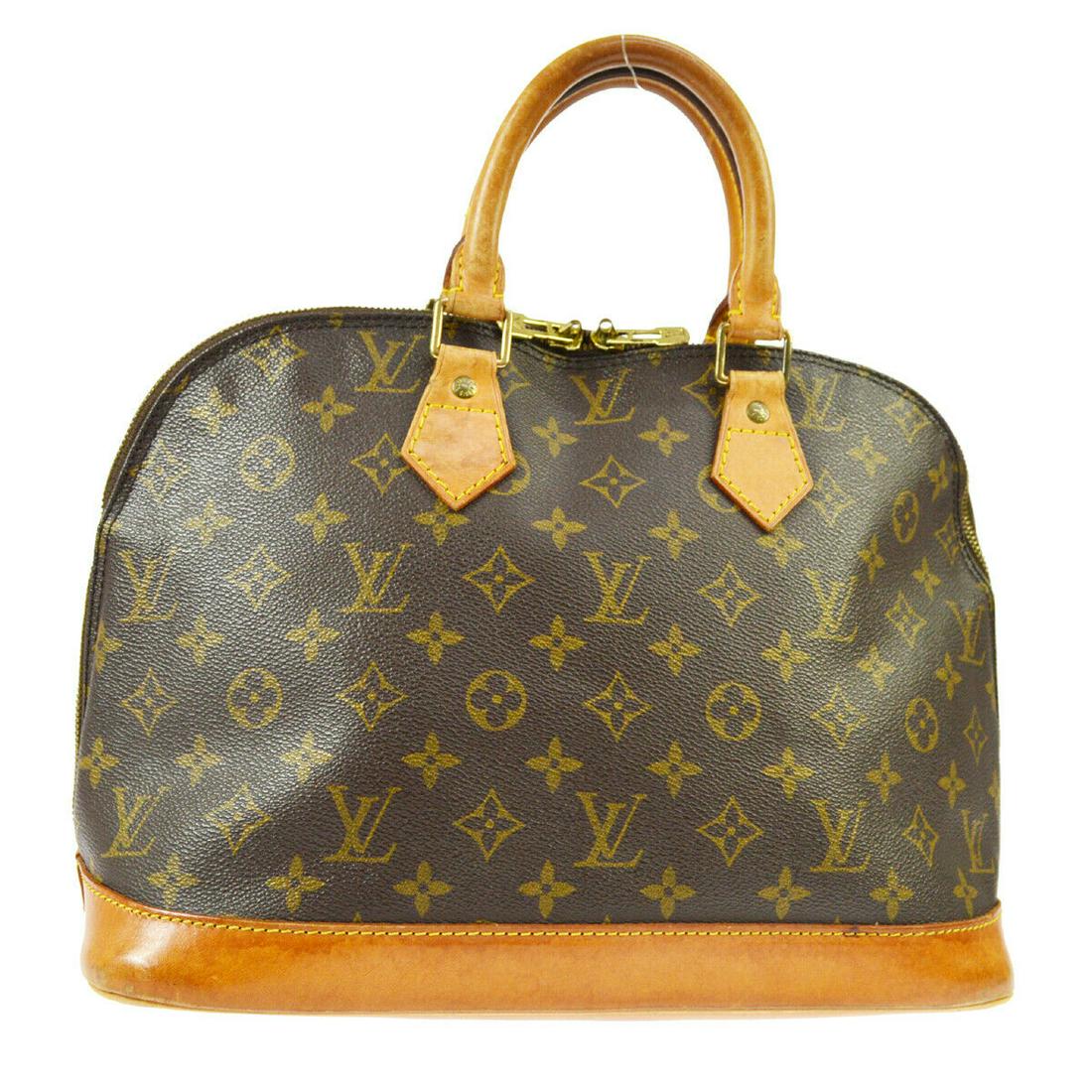 Authentic LOUIS VUITTON ALMA Monogram Canvas, Leather: Brand: LOUIS VUITTON Material: Monogram Canvas, Leather Style: Hand Bag Color: Brown Size(inch): W12.6 x H9.4 x D6.3 " Size(inch): W 12.6 x H 9.4 x D 6.3 "Handle Drop. 3.5 " Country of Origin: France 