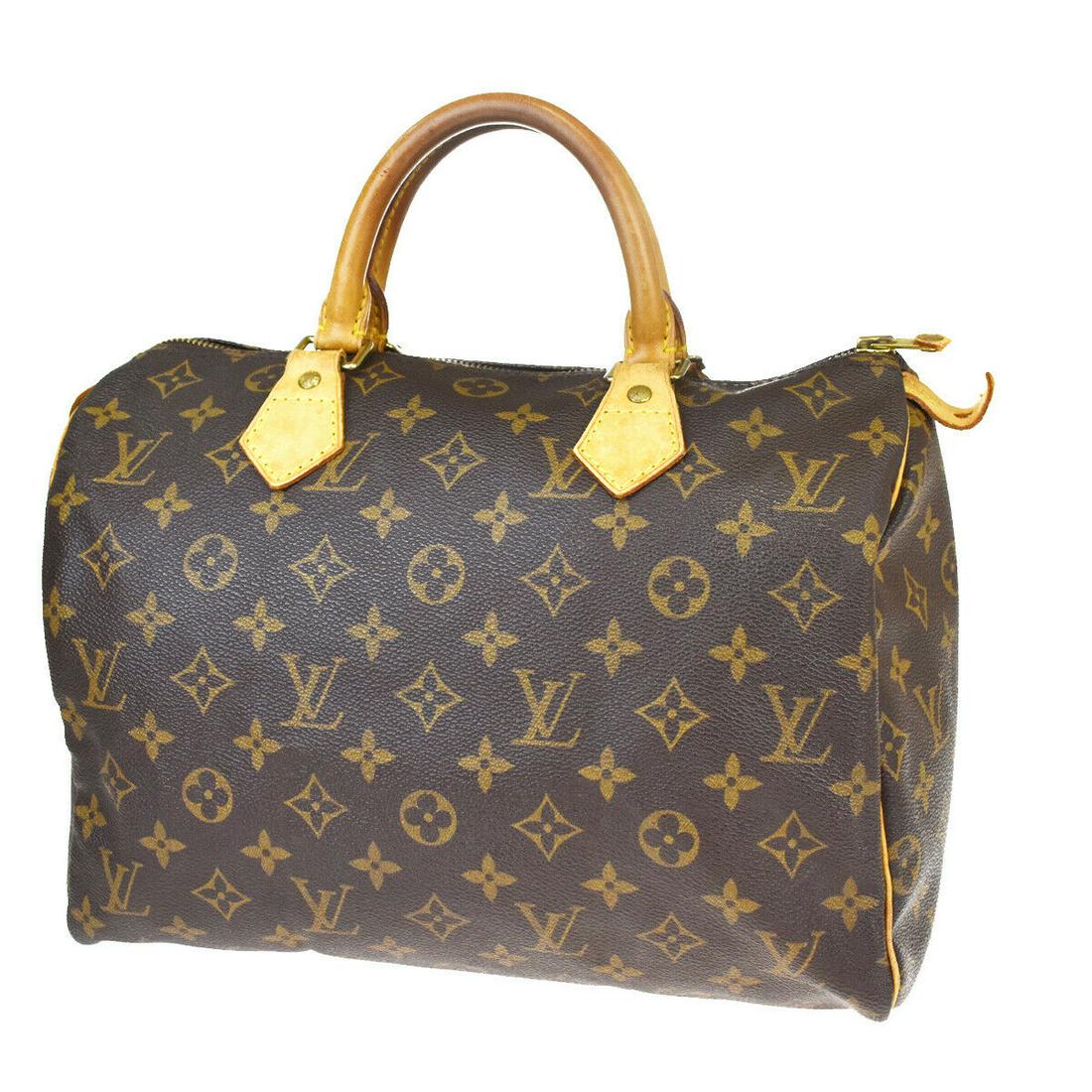Authentic LOUIS VUITTON SPEEDY 30 Monogram Leather Hand: Brand: LOUIS VUITTON Material: Monogram Leather Style: Hand bag Color: Brown Size(inch): W 11.8 x H 8.3 x D 6.7 "(approx.) Country of Origin: France Come with: - All Bidhaus items come with a 100% mon