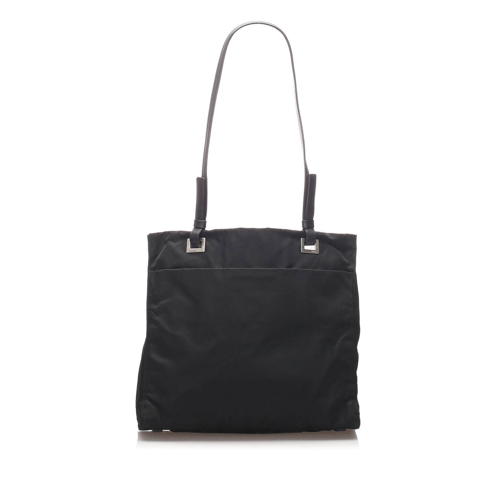 Authentic Prada Tessuto Shoulder Bag: This shoulder bag features a nylon body, flat leather handles, an open top, and an interior zip pocket.Brand: Prada Model: Tessuto Shoulder Bag Origin: Italy Category: Tote Bag Color: Black Style: Tes