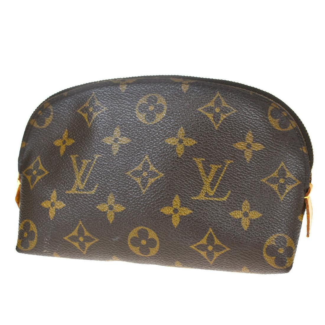 Authentic LOUIS VUITTON LEATHER Monogram Leather Pouch: Brand: LOUIS VUITTON Material: Monogram Leather Style: Pouch Color: Browns Size(inch): W 6.3 x H 4.3 x D 2.4 "(approx.) Country of Origin: Spain Come with: - All Bidhaus items come with a 100% money-b