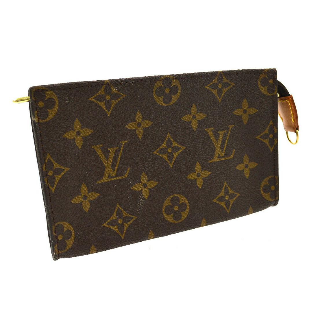 Authentic LOUIS VUITTON BUCKET PM Monogram Canvas,: Brand: LOUIS VUITTON Material: Monogram Canvas, Leather Style: Pouch Color: Brown Size(inch): W7 in x H4 in x D1 in " Size(inch): W 6.7 Ã—H 4.1 Ã—D 0.8 " Country of Origin: France Come with: - A