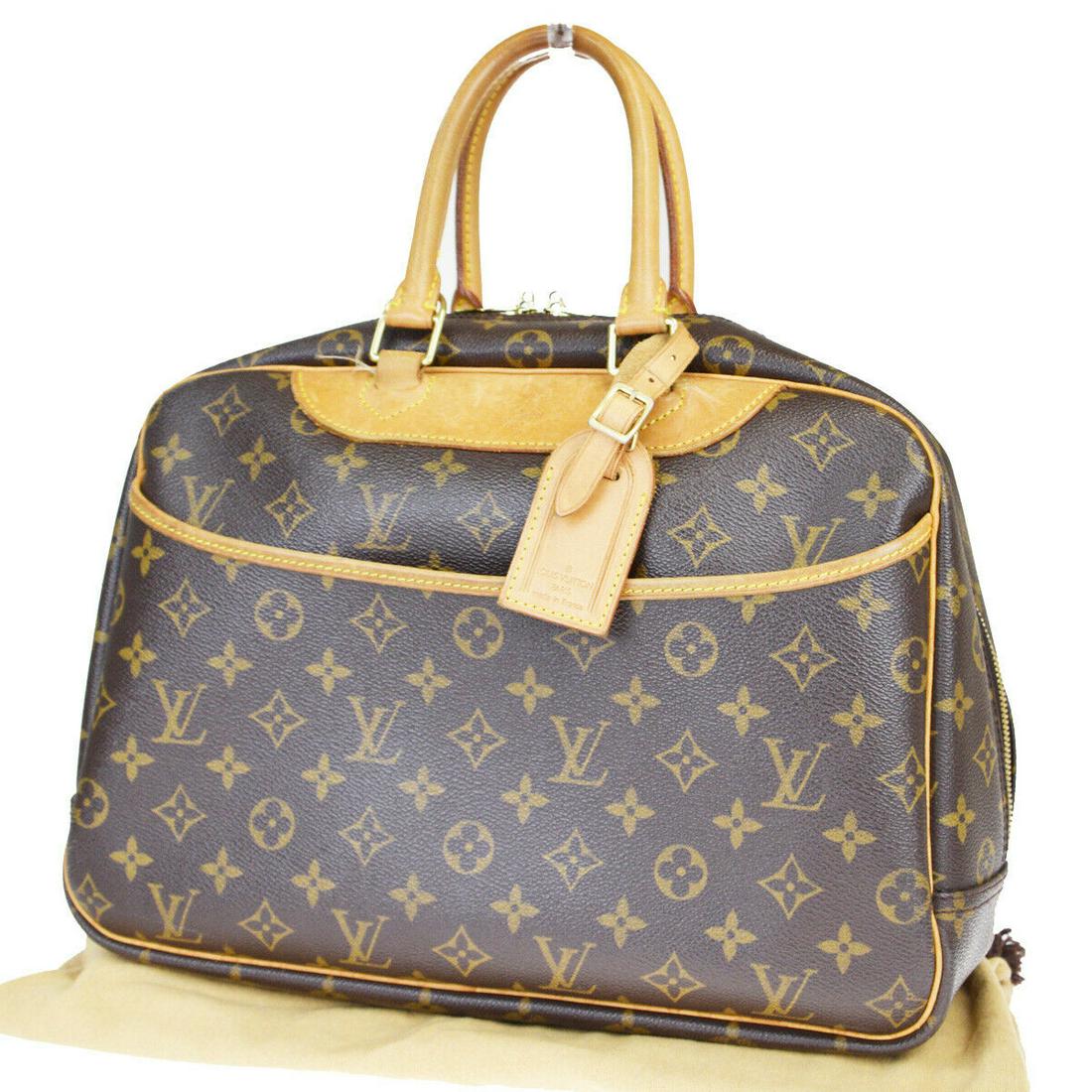 Authentic LOUIS VUITTON DEAUVILLE Monogram , Leather: Brand: LOUIS VUITTON Material: Monogram , Leather Style: Hand Bag Color: Browns Size(inch): W 13.4 x H 10.2 x D 5.5 "(approx.) Country of Origin: France Come with: Dust bag,name tag All Bidhaus items 