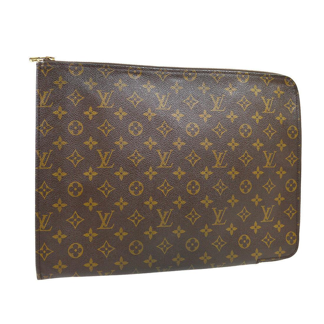 Authentic LOUIS VUITTON Monogram Canvas, Leather: Brand: LOUIS VUITTON Material: Monogram Canvas, Leather Style: Briefcase Color: Brown Size(inch): W15.0 x H11.0 x D2.4 " Size(inch): W 15.0 Ã— H 11.0 Ã— D 2.4 " Country of Origin: France Come wi