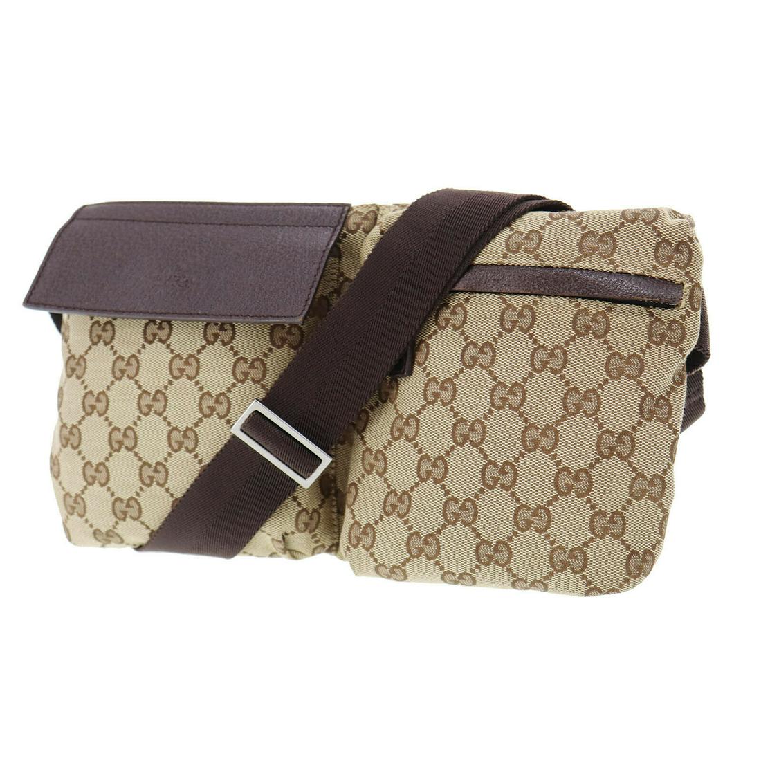 Authentic GUCCI VINTAGE Canvas Leather Funny Pack: Brand: GUCCI Material: Canvas Leather Style: Funny pack Color: Brown Size(Inch): H 6.2 x D 1.1x L11.0Belt : 21.2-4.6 Country of Origin: Italy Come with: - All Bidhaus items come with a 100% money-back