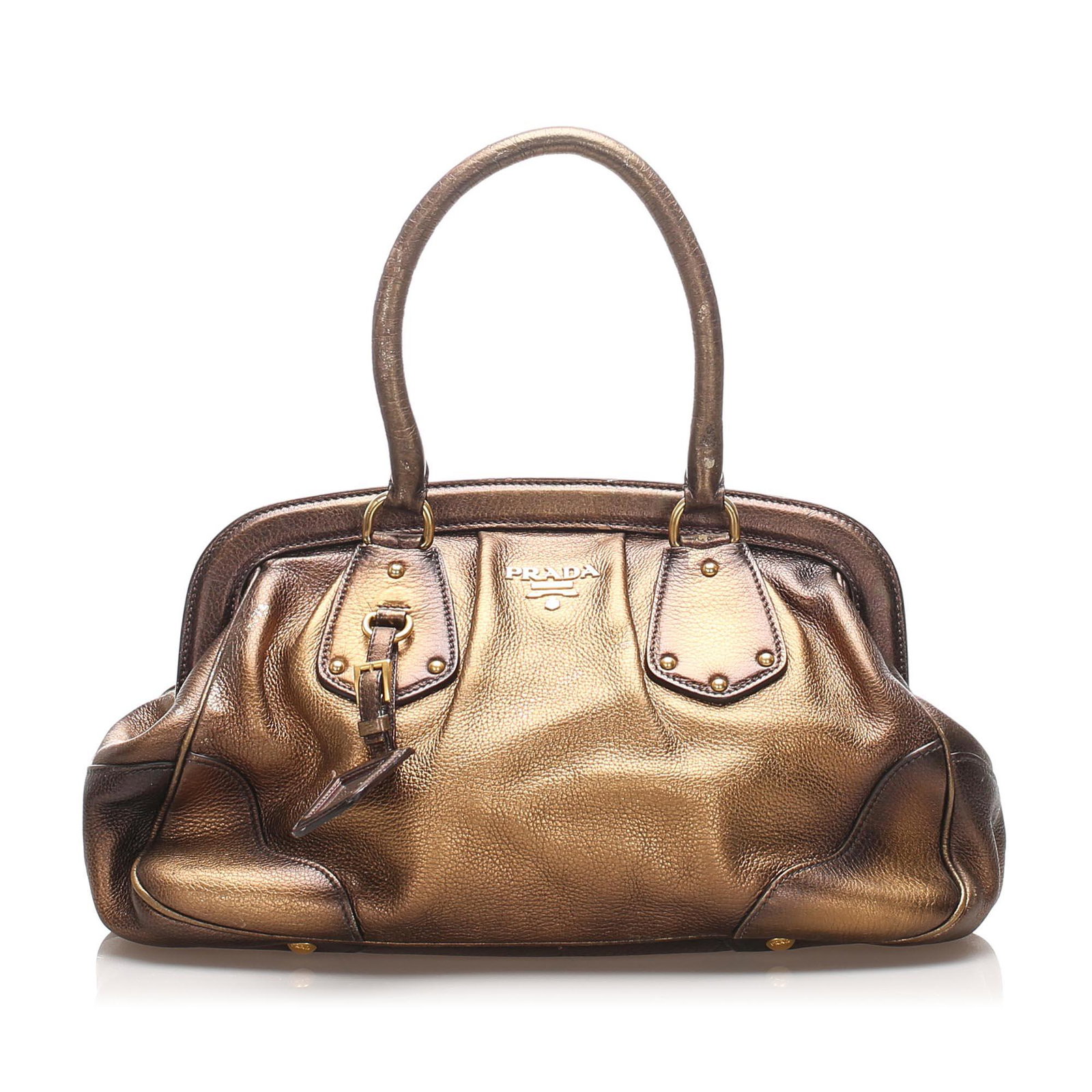Authentic Prada Frame Leather Handbag: This handbag features a leather body, rolled leather handles, a top magnetic closure, and interior zip and slip pockets. Brand: Prada Model: Frame Leather Handbag Origin: Italy Category: Handbag Color